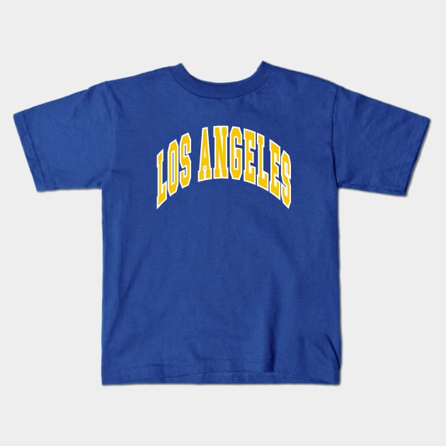 Los Angeles - Block Arch - Blue Gold/White Kids T-Shirt by KFig21